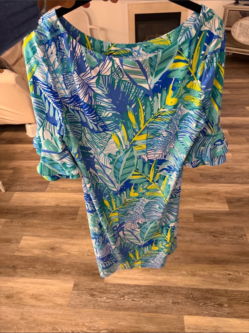 Pappagallo tropical blue palm print sundress comfort NWOT size Medium dress - Picture 8 of 12